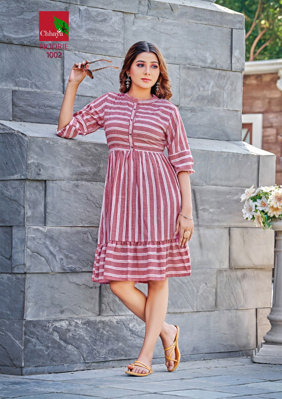 Noorie Chhaya Printed Rayon Party Wear Kurtis Wholesale Shop In Surat